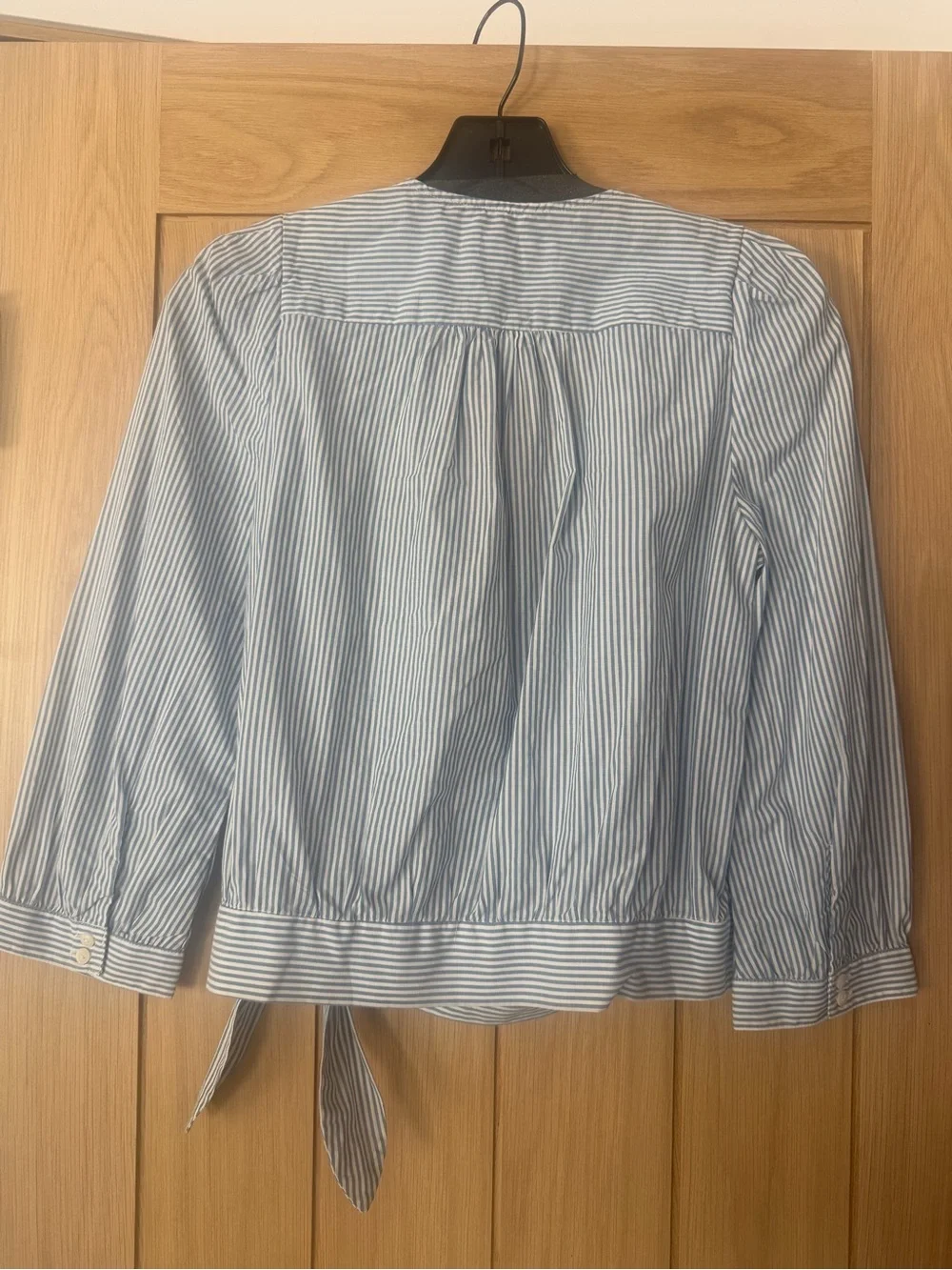 Madewell Blue and White Striped Wrap Blouse size S NWOT
